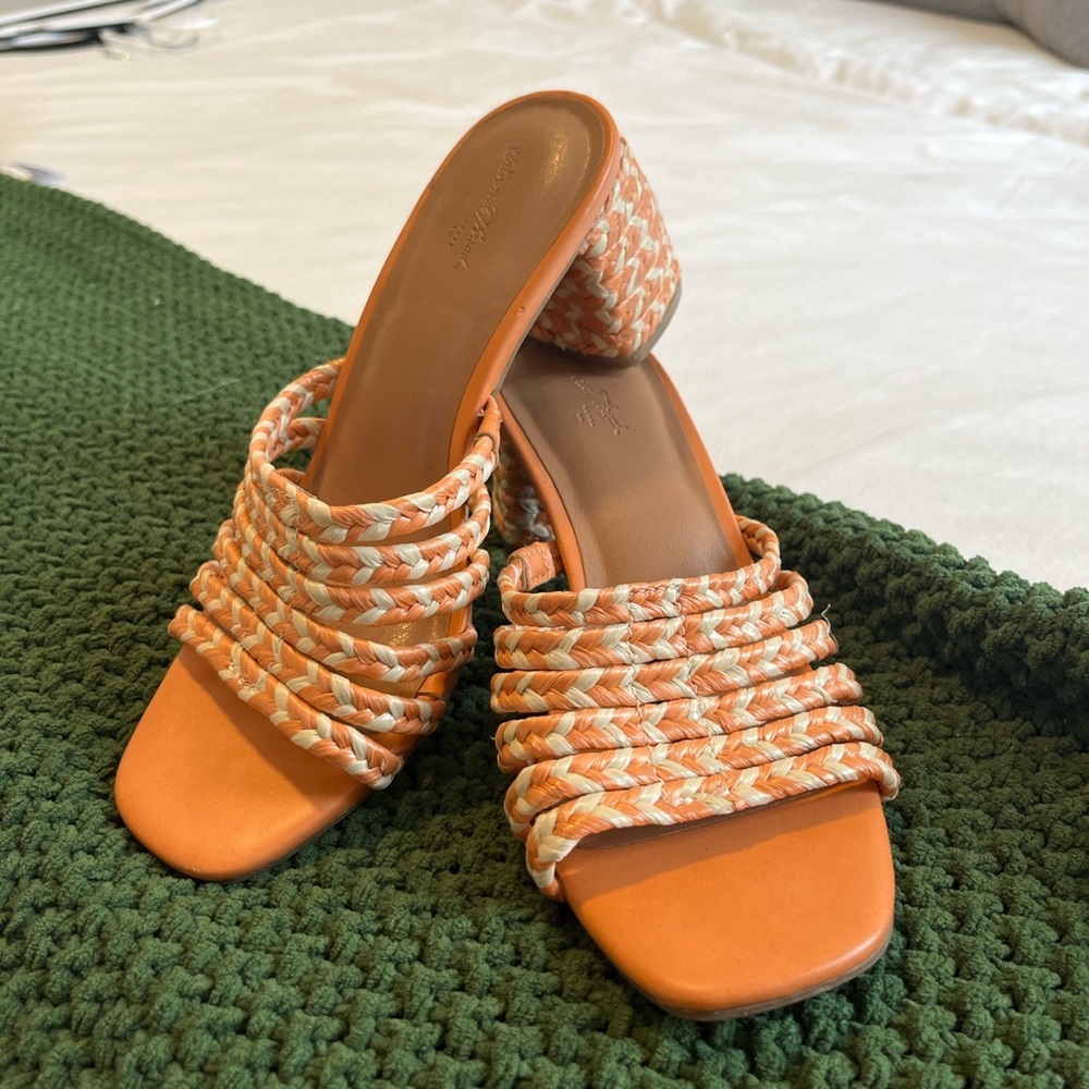 orange/cream sandals